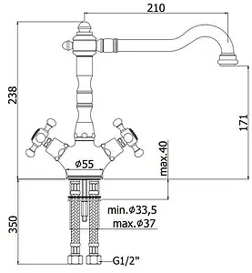 Смеситель для кухни Paffoni Belinda бронза FBLV180BR Смеситель для кухни Paffoni Belinda бронза FBLV180BR, 2