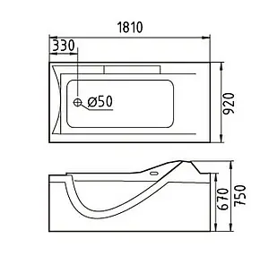 Ванна акриловая с гидромассажем Gemy 181x92 L G9055 K L Ванна акриловая с гидромассажем Gemy 181x92 L G9055 K L, 2