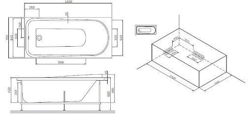 Каркас для ванны Am.Pm Like 150x70 W80A-150-070W-R