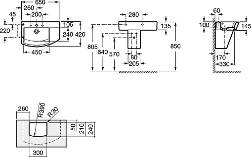 Раковина Roca Hall 65 L белый 327620000