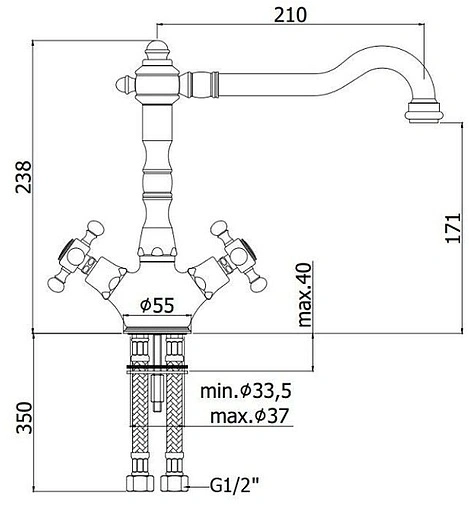 Смеситель для кухни Paffoni Belinda бронза FBLV180BR Смеситель для кухни Paffoni Belinda бронза FBLV180BR