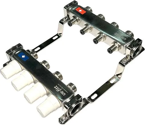 Группа коллекторная без расходомеров 4 отвода 1&quot;в/в x ¾&quot;ек Uni-fitt OPTIMAL 451B4304.RU