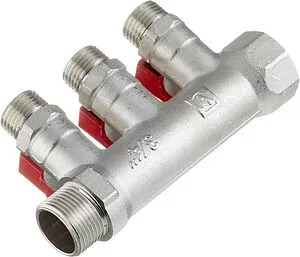 Коллектор запорный проходной 3 отвода ¾"в/н x ½"к Valtec VTc.580.N.0503 Коллектор запорный проходной 3 отвода ¾"в/н x ½"к Valtec VTc.580.N.0503, 3