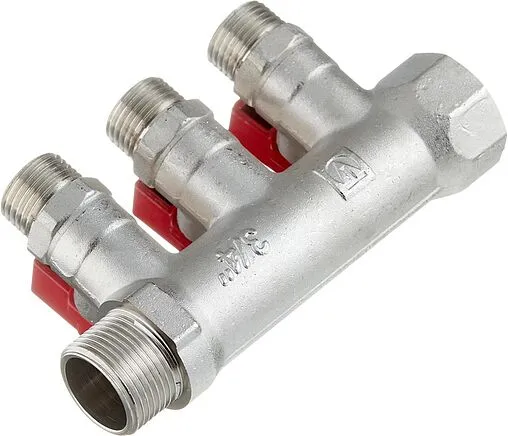 Коллектор запорный проходной 3 отвода ¾"в/н x ½"к Valtec VTc.580.N.0503 Коллектор запорный проходной 3 отвода ¾"в/н x ½"к Valtec VTc.580.N.0503