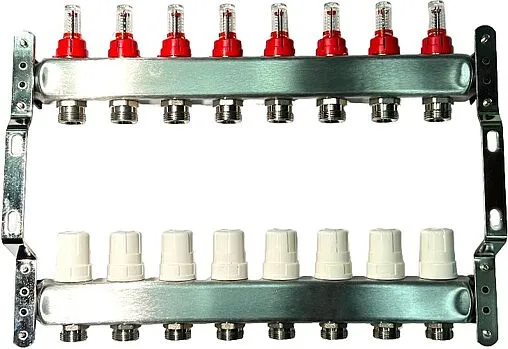 Группа коллекторная с расходомерами 8 отводов 1&quot;в/в x ¾&quot;ек Uni-fitt OPTIMAL 450B4308.RU