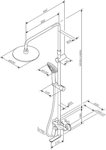 Душевая система со смесителем для ванны Am.Pm Sunny чёрный матовый F0785C922 Душевая система со смесителем для ванны Am.Pm Sunny чёрный матовый F0785C922