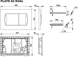 Клавиша смыва для унитаза Roca Active 32B 8901130B1 хром глянцевый Клавиша смыва для унитаза Roca Active 32B 8901130B1 хром глянцевый, 2
