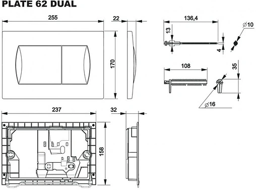 Клавиша смыва для унитаза Roca Active 32B 8901130B1 хром глянцевый