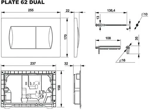 Клавиша смыва для унитаза Roca Active 32B 8901130B2 хром матовый