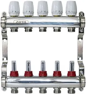 Группа коллекторная с расходомерами 5 отводов 1&quot;в/в x ¾&quot;ек Zota GR4932008105, 1