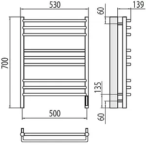 Полотенцесушитель электрический лесенка Terminus Соренто П9 500х700 электро sensor quick touch полированная сталь 4670078531490, 2