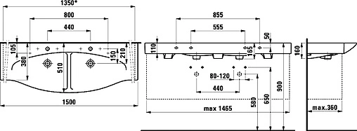 Раковина Laufen Palace 150 белый 8.1370.6.000.104.1