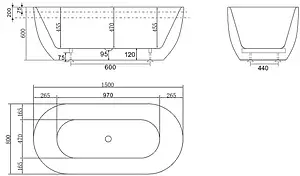 Ванна акриловая отдельностоящая BelBagno 150x80 без перелива белый/панель черный матовый BB70-1500-800-W/NM Ванна акриловая отдельностоящая BelBagno 150x80 без перелива белый/панель черный матовый BB70-1500-800-W/NM, 2