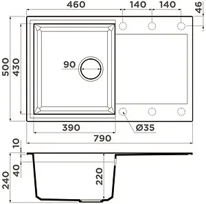 Мойка кухонная Omoikiri Sakaime 79-BL черный 4993276, 2