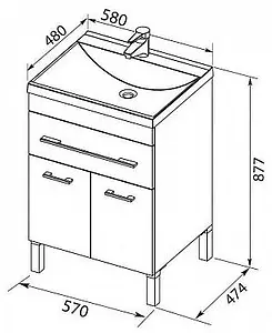 Тумба-умывальник напольная Aquanet Верона 58 белый 00182507+00158754 Тумба-умывальник напольная Aquanet Верона 58 белый 00182507+00158754, 2