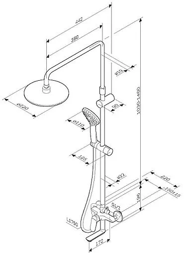 Душевая система со смесителем для ванны Am.Pm Sunny хром F0785C900 Душевая система со смесителем для ванны Am.Pm Sunny хром F0785C900