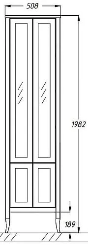 Шкаф-пенал напольный двухстворчатый Opadiris Мираж 50 cветлый орех 00-00000050