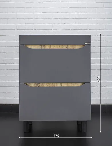 Тумба-умывальник напольная Домино Bruno 60 графит/дуб вотан DBr2901T+4607152361674