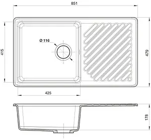 Мойка кухонная GranFest Quarz GF-ZL-53 серый Мойка кухонная GranFest Quarz GF-ZL-53 серый, 2