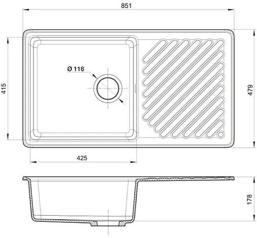Мойка кухонная GranFest Quarz GF-ZL-53 серый