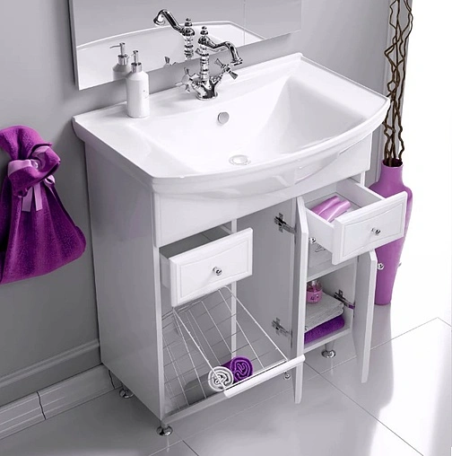 Тумба-умывальник напольная Aqwella Barcelona 80 белый BA0108K+4620008197357