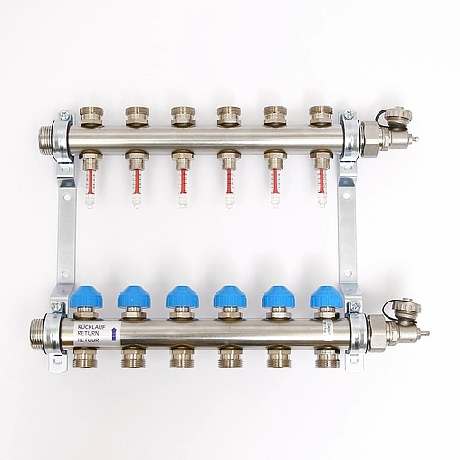 Группа коллекторная с расходомерами 6 отводов 1&quot;н/н x ¾&quot;ек Uni-fitt 455W4306