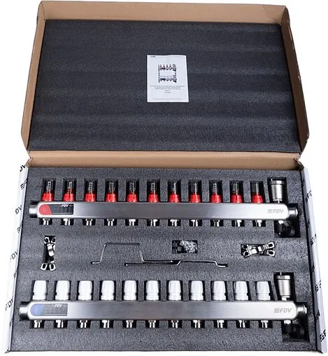 Группа коллекторная с расходомерами 11 отводов 1&quot;в/в x ¾&quot;ек FDV S1103C-2/11