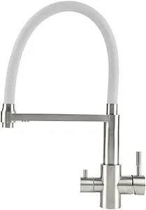 Смеситель для кухни с подключением к фильтру и выдвижным изливом Osgard Resa никель/белый 88393, 1