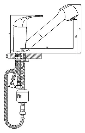 Смеситель для кухни с выдвижным изливом Rossinka хром C40-25