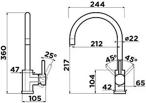 Смеситель для кухни Omoikiri Wakayama-BN хром 4994244, 2