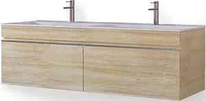 Тумба-умывальник подвесная Raval Twins (Pulsus) 140 дуб сомона Pul.01.140/P/DS+Pul.08.140/W, 1