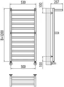 Полотенцесушитель водяной лесенка Terminus Хендрикс П12 500х1200 полированная сталь 4670078529831, 2