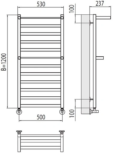 Полотенцесушитель водяной лесенка Terminus Хендрикс П12 500х1200 полированная сталь 4670078529831