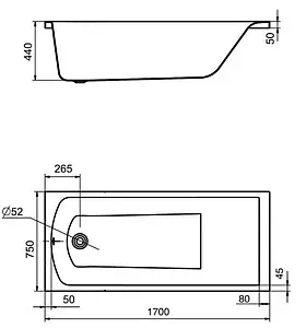 Ванна акриловая Santek Фиджи 170x75 1WH501596, 2