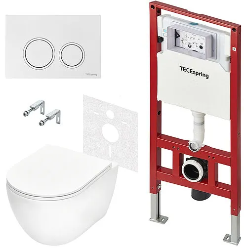 Комплект 6 в 1 TECEspring Base R K401103WCRP с кнопкой TECEspring R 9940103 белый глянцевый/хром глянцевый