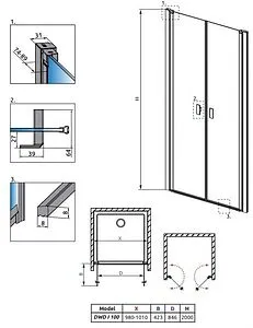 Дверь в нишу 900мм прозрачное стекло Radaway NES Black DWD I 100 10027100-54-01 Дверь в нишу 900мм прозрачное стекло Radaway NES Black DWD I 100 10027100-54-01, 1