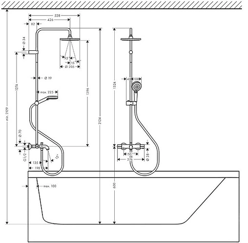Душевая система с термостатом для ванны Hansgrohe Vernis Blend 200 1jet EcoSmart хром 26079000