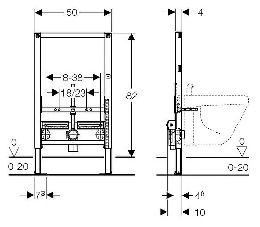 Инсталляция для биде Geberit Duofix 111.524.00.1