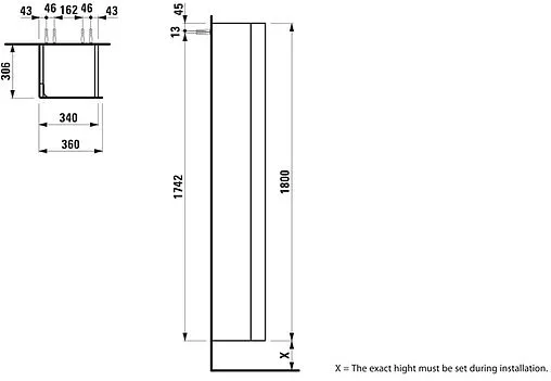 Шкаф-пенал подвесной Laufen INO 36 L белый 4.2545.1.030.170.1