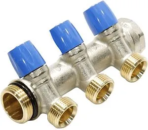 Коллектор регулирующий проходной 3 отвода синий 1"в/н x ¾"ек General Fittings 6300E7N1005B3A Коллектор регулирующий проходной 3 отвода синий 1"в/н x ¾"ек General Fittings 6300E7N1005B3A, 1