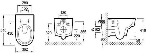 Комплект 6 в 1 Jacob Delafon Odeon Rive Gauche EDR103-CP с кнопкой E36496-CP хром глянцевый