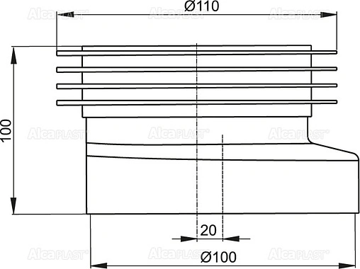 Манжет для унитаза эксцентриковый AlcaPlast 20мм A990