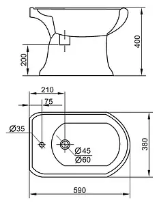 Биде напольное Cezares Liza белый CZR-619, 2