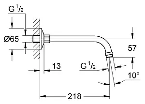 Держатель верхнего душа на стену Grohe Relexa хром 27406000, 2