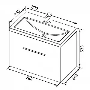 Тумба под умывальник подвесная Aquanet Порто 80 белый 00195731, 2