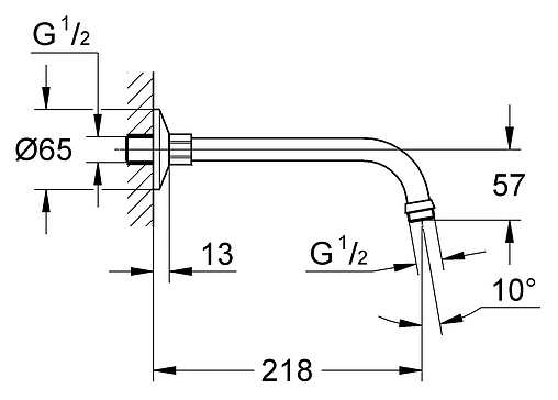 Держатель верхнего душа на стену Grohe Relexa хром 27406000