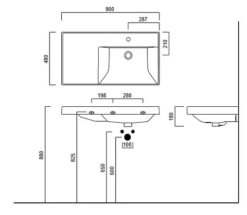 Раковина Kerama Marazzi Cubo 90 R белый CU.wb.90rh