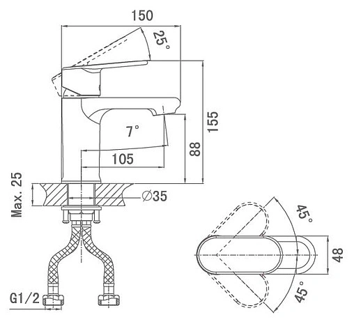 Смеситель для раковины D&K Speyer Rhein хром DA1312101 Смеситель для раковины D&K Speyer Rhein хром DA1312101
