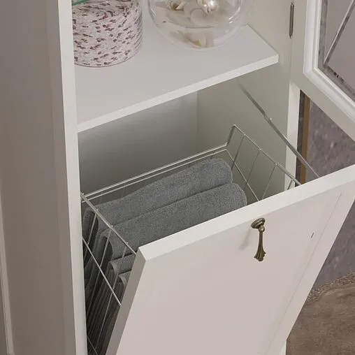 Шкаф-пенал напольный с бельевой корзиной Opadiris Борджи 44.3 R слоновая кость Z0000012565