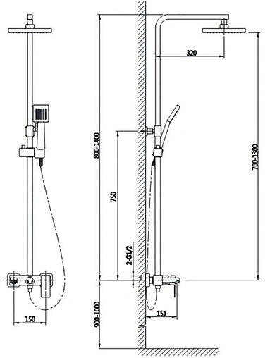 Душевая система со смесителем для ванны Timo Briana золото матовое SX-7130/17